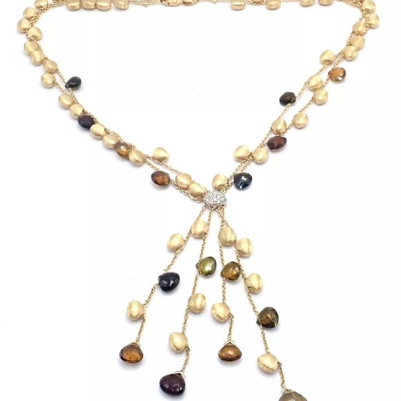 Authentic! Marco Bicego 18k Yellow Gold Confetti Diamond Topaz Tassel Necklace - Picture 5 of 14